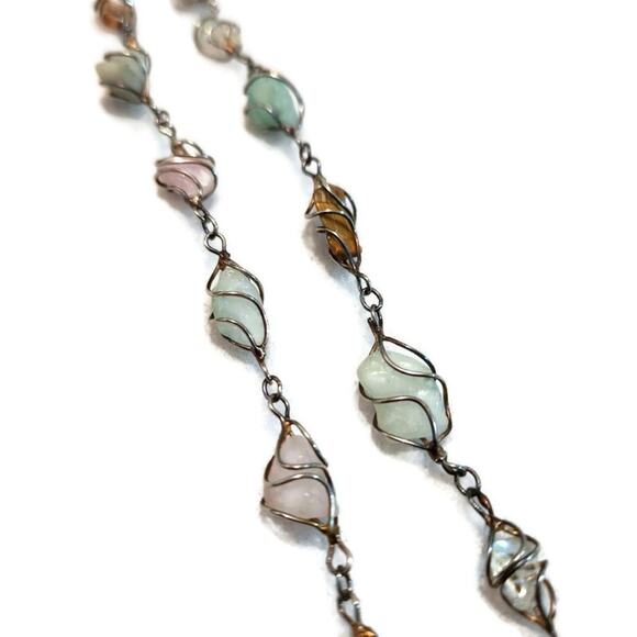 Women's Assorted Pastel Crystal Gem Stone Necklace - Picture 5 of 5